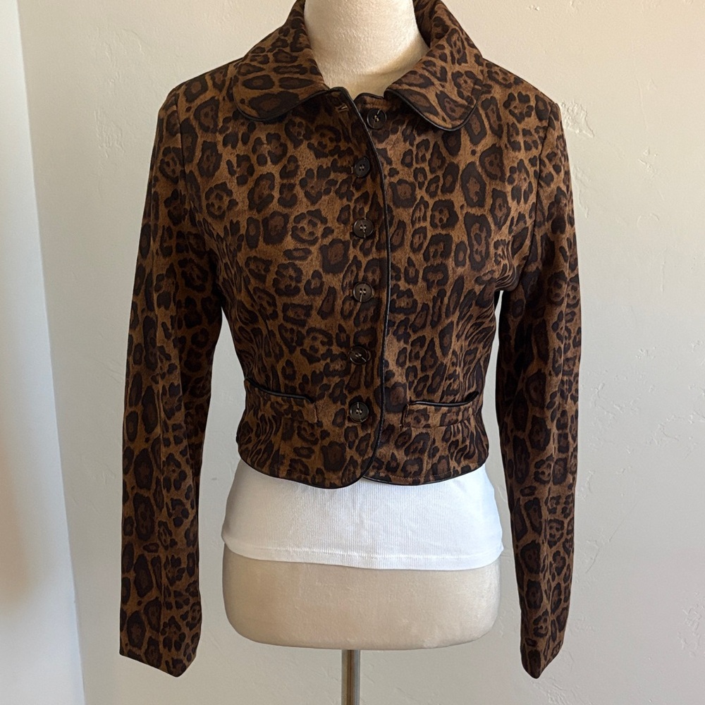 Cider Brown Leopard Print Blazer, Small